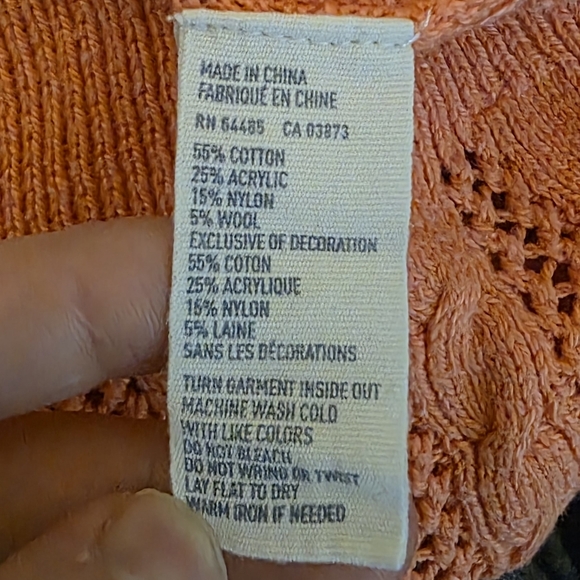 American Eagle Coral Pink 3/4 Sleeve Cable Knit Sweater Size Small - Picture 5 of 11